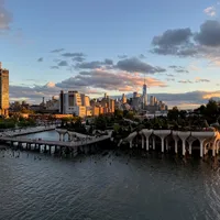 Photo of Little Island from Pier 57 in New York during sunset