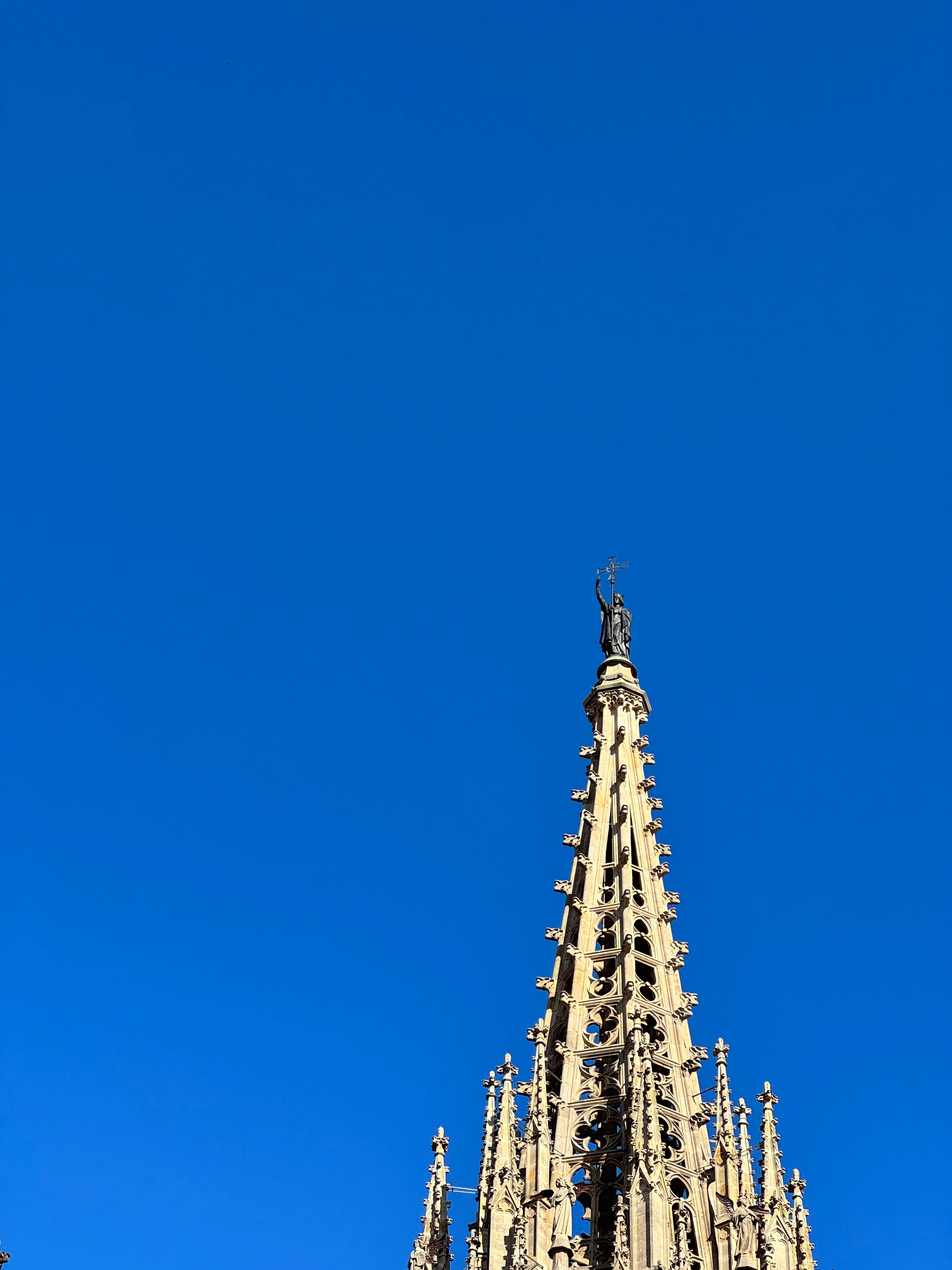 Photo of the tip of the Barcelona Cathedral