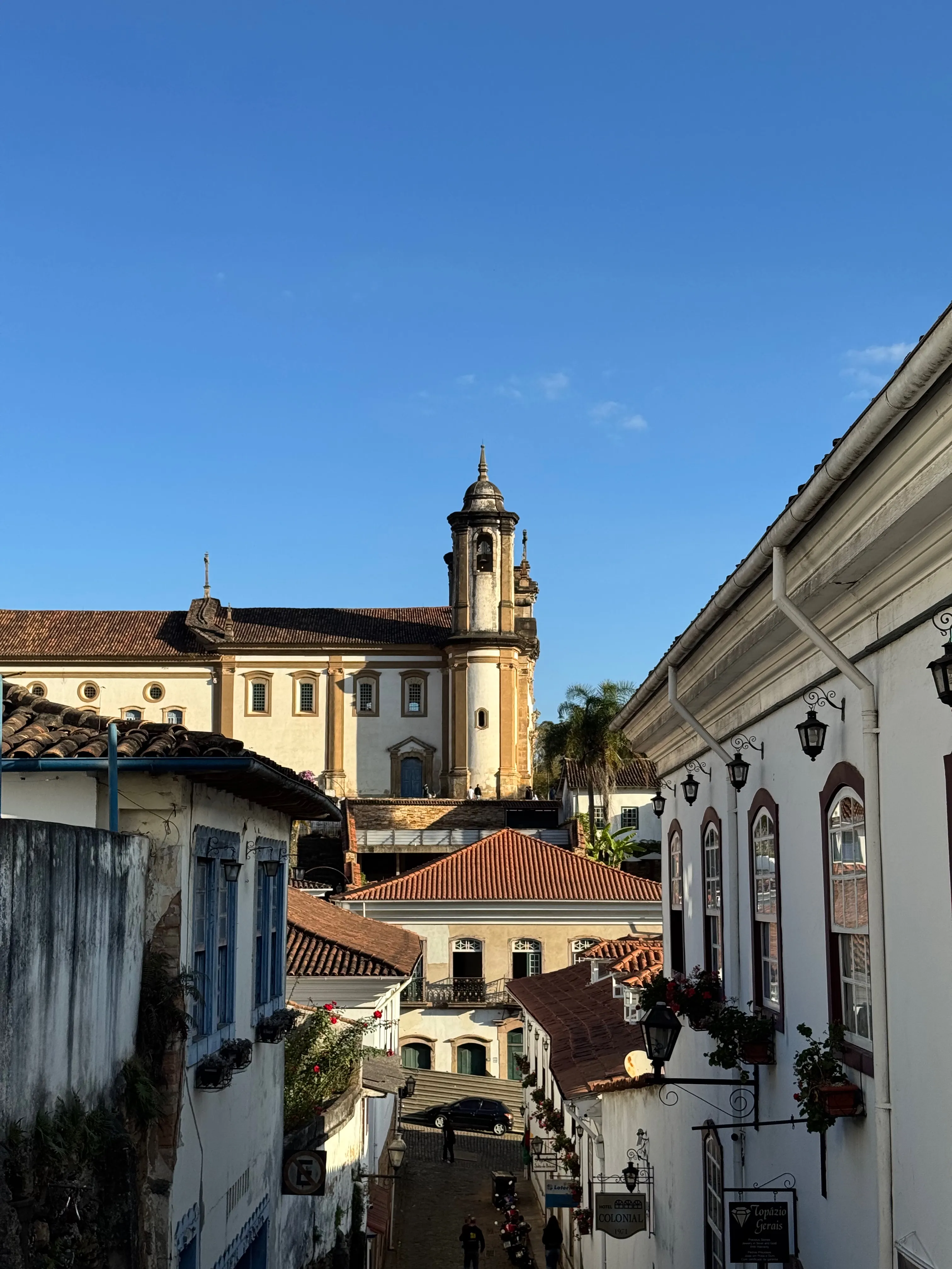 Photo of an old church taken from across several streets